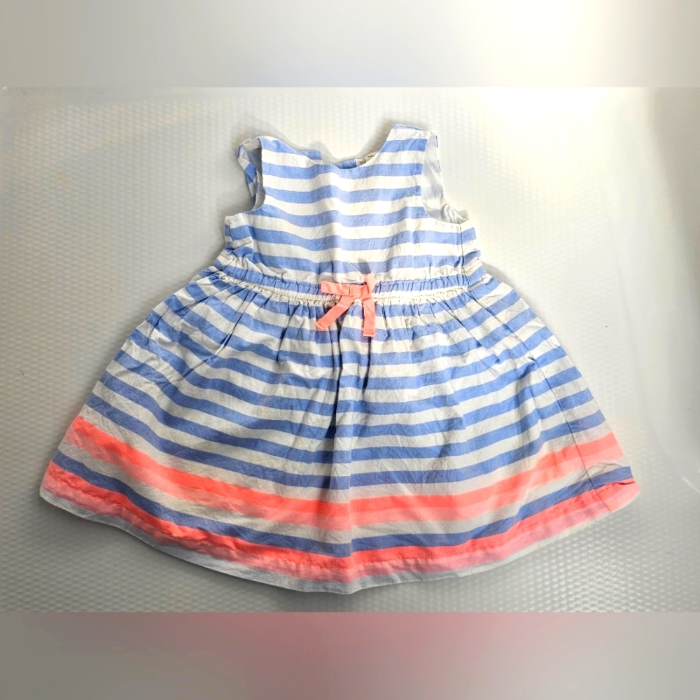 Baby B'gosh Blue/White/Pink Striped Dress Size 9-12 Months